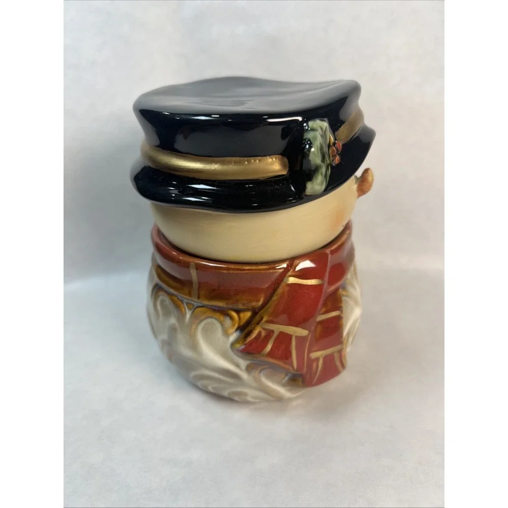 VTG Christmas Snowman‎ Cookie Candy Jar 5.8